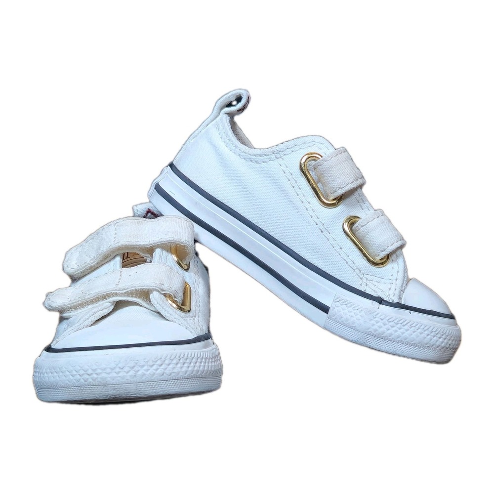Converse Toddler Ivory Low Top Sneakers With Hearts Size 5c - Picture 4 of 10